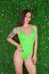 Bodysuit verde fluor basico mujer